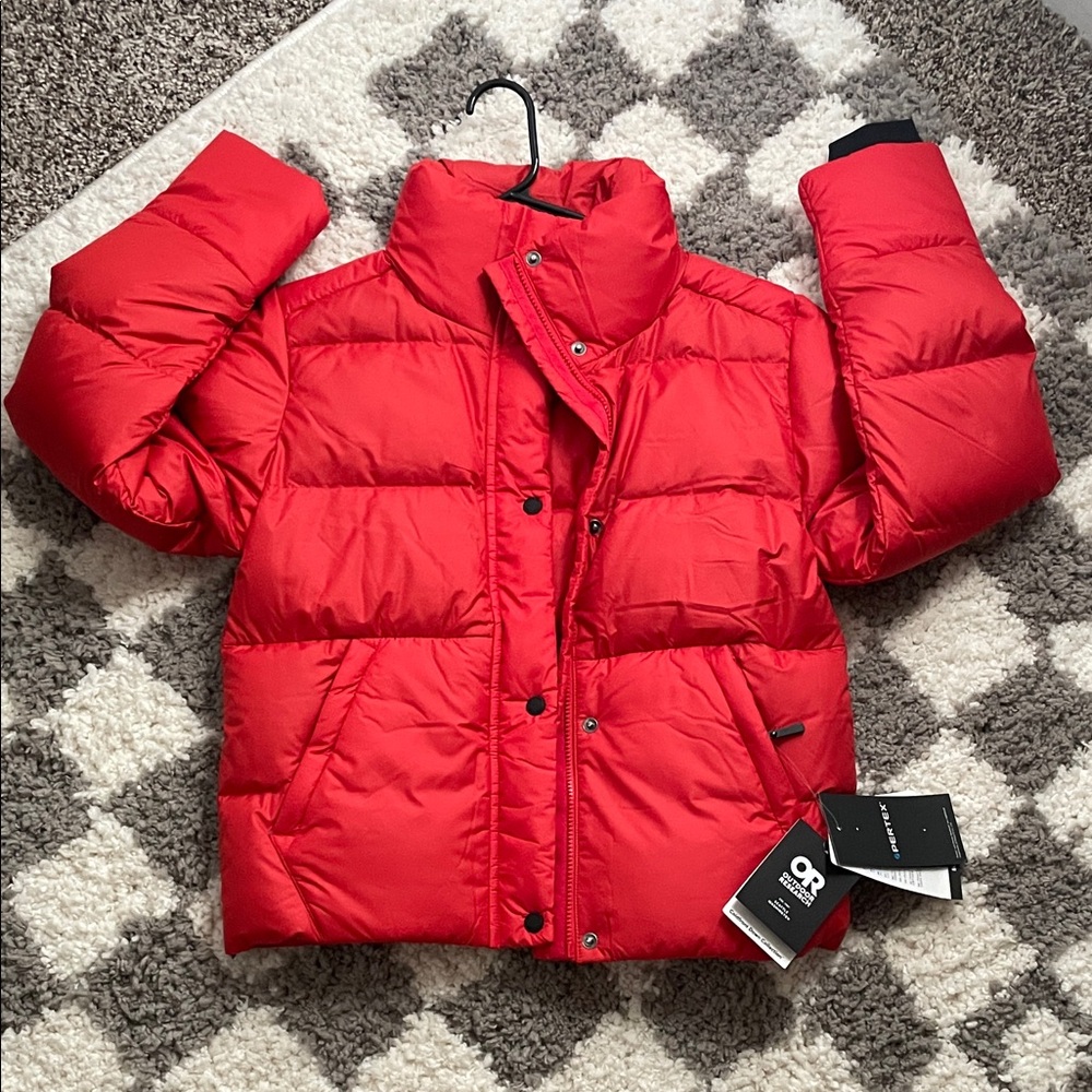 Outdoor Research. Women’s XS. Cold Front Down Jacket. Cranberry. New. Tags on.